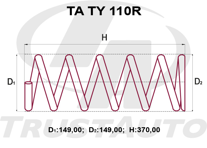 Пружина подвески усиленная (TA) NOAH/VOXY ZRR75G (07-14)/ALPHARD G/V ANH15W MNH15W (02-08) 48231-28C2048231-28C01 TRUSTAUTO TATY110R